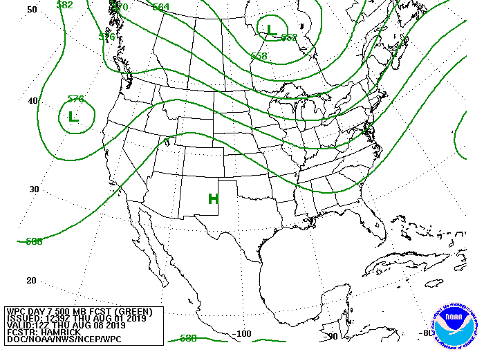 Upper-level forecast map for August 8
